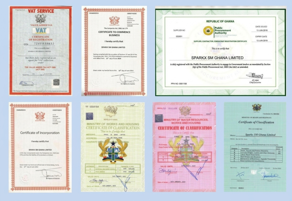 Sparkx Ghana registration certificates